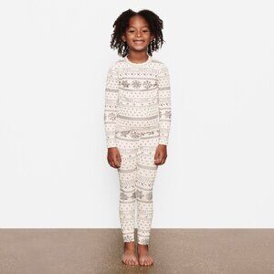 SKIMS Kids Logo Pointelle Set in Cream Fair Isle Size 4